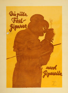 1926 Lithograph Ludwig Hohlwein Cigar Cigarette Man Smoking German Poster Art Ad