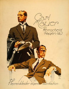 1926 Lithograph Hohlwein Carl Mauer Men Fashion Clothing German Poster Art Ad