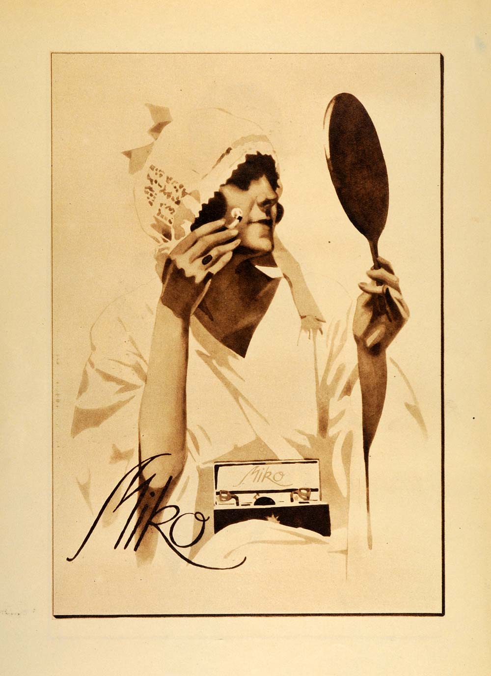 1926 Photogravure Ludwig Hohlwein Miko Woman Mirror Beauty German Poster Art Ad