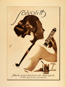 1926 Photogravure Hohlwein Solvolith Toothpaste Dental Care German Poster Art Ad