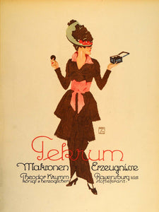 1926 Lithograph Ludwig Hohlwein Tekrum Cookie Biscuit Lady German Poster Art Ad