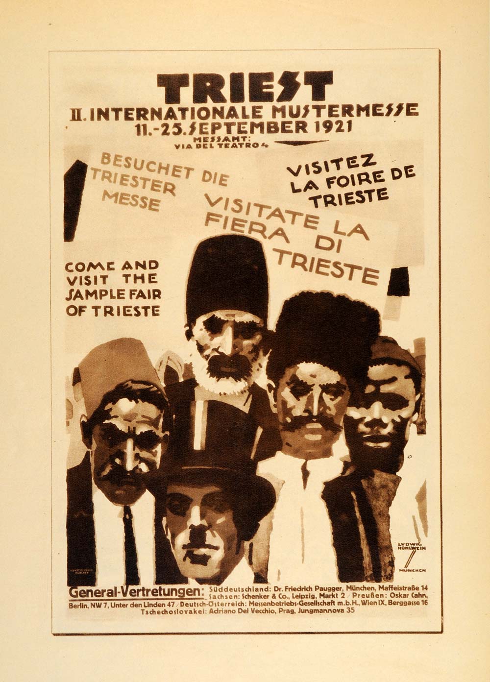 1926 Photogravure Ludwig Hohlwein Triest Fair Trieste 1921 German Poster Art Ad