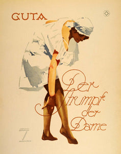 1926 Lithograph Hohlwein Guta Nylon Stockings Strumpf Legs German Poster Art Ad