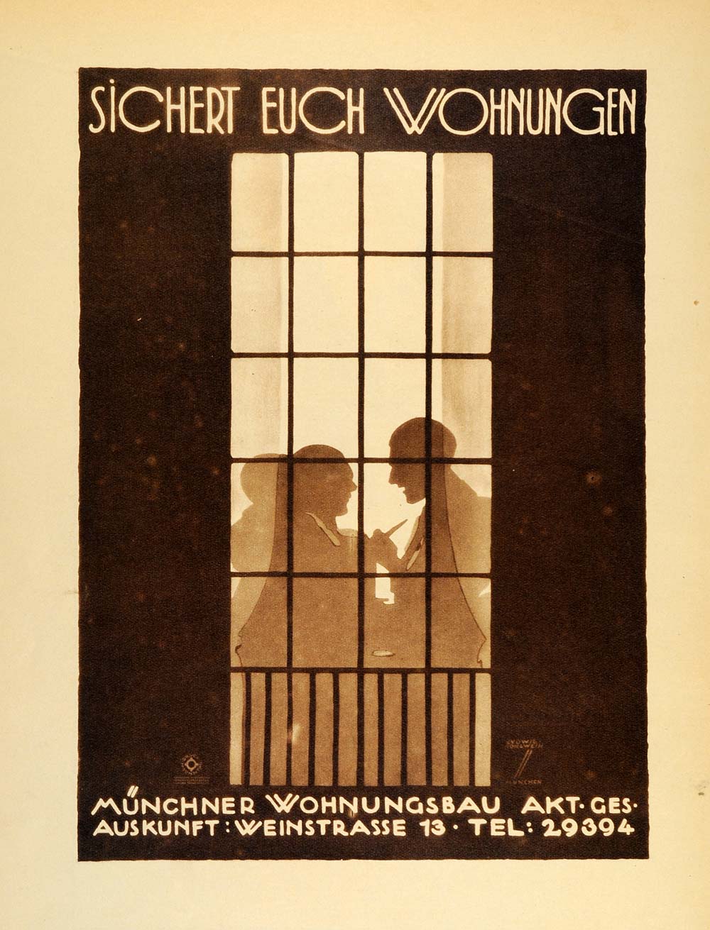 1926 Photogravure Ludwig Hohlwein Wohnungbau AKT Munich German Poster Art Ad