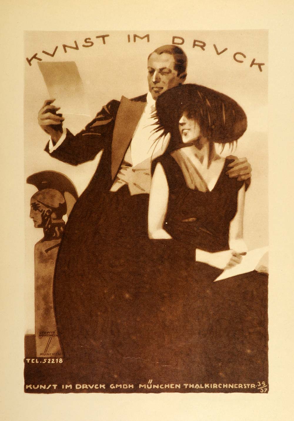 1926 Photogravure Ludwig Hohlwein Kunst im Druck Munich German Poster Art Ad