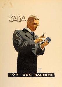 1926 Lithograph Ludwig Hohlwein GABA Tablets Smoker Raucher German Poster Art Ad