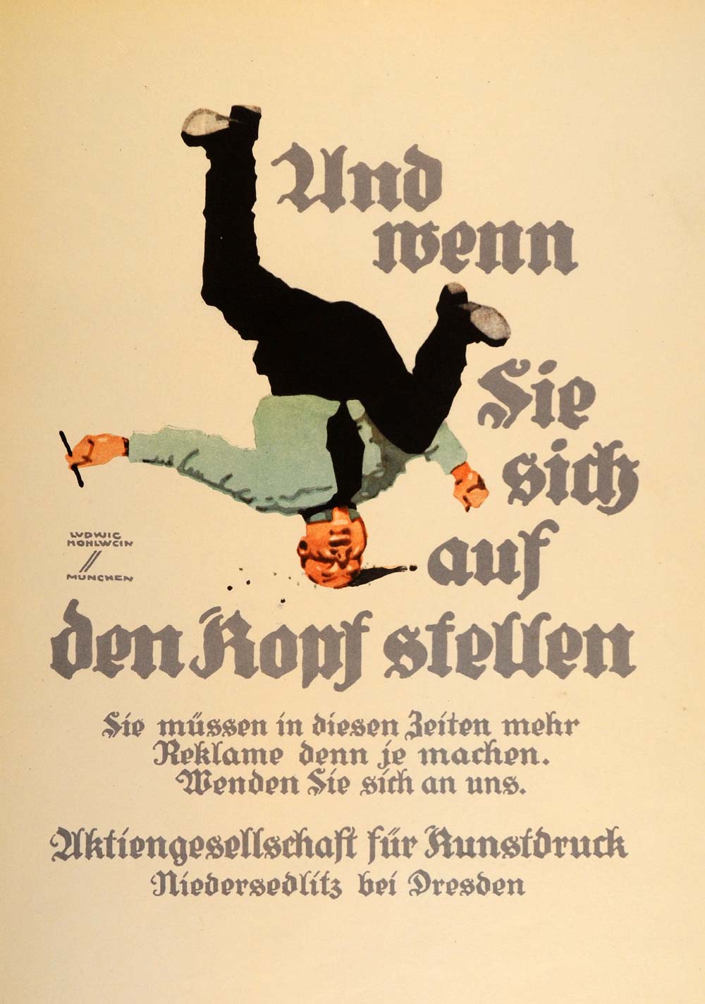 1926 Lithograph Hohlwein Aktiengesellschaft fur Kunstdruck German Poster Art Ad