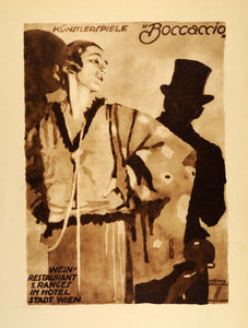 1926 Photogravure Ludwig Hohlwein Kunstlerspiele Boccaccio German Poster Art Ad
