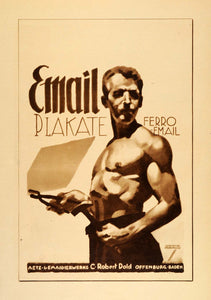 1926 Photogravure Hohlwein Aetz Emaillierwerke German Worker Man Poster Art Ad