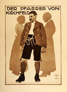 1926 Photogravure Hohlwein Pfarrer von Kirchfeld German Silent Film Cinema Ad