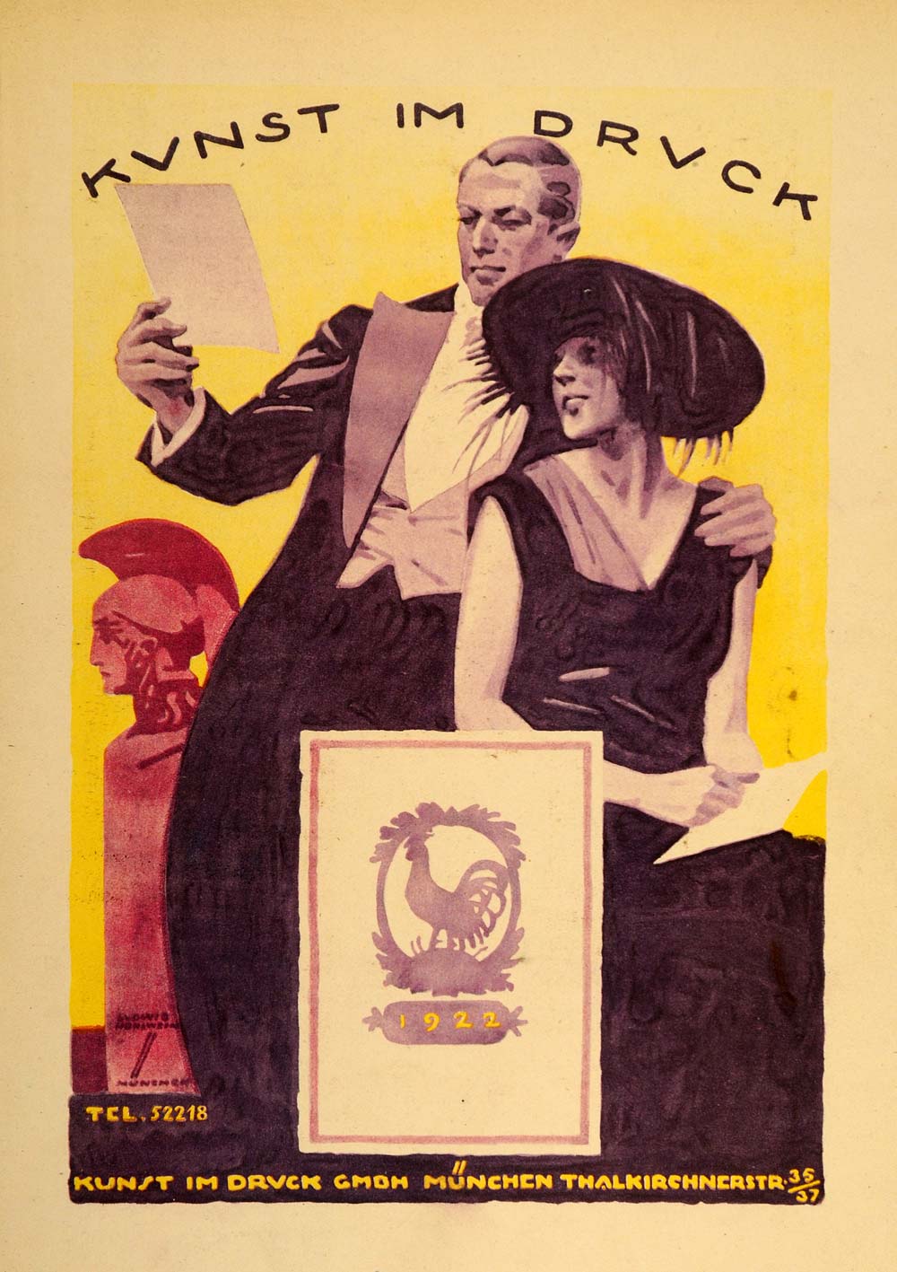 1926 Lithograph Ludwig Hohlwein Kunst im Druck Calendar German Poster Art Ad