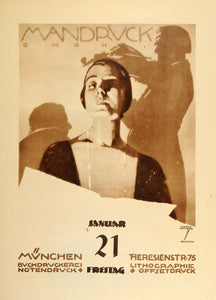 1926 Photogravure Ludwig Hohlwein Mandruck Calendar Violin German Design Art Ad