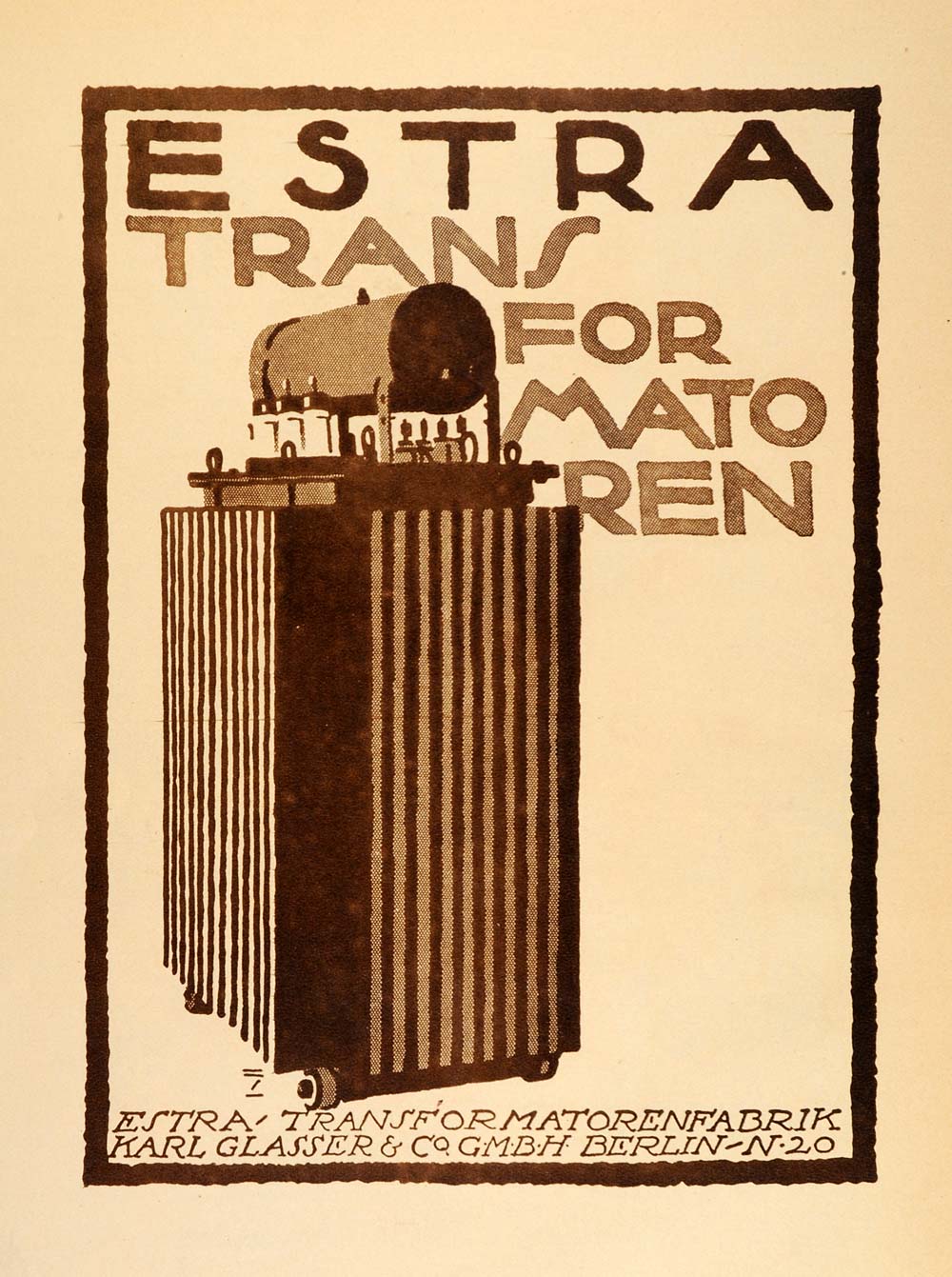 1926 Photogravure Hohlwein Estra Transformatoren Transformer German Poster Art