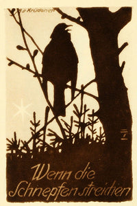 1926 Photogravure Hohlwein Wenn die Schnepfen Streichen Bird Book Cover Art Ad