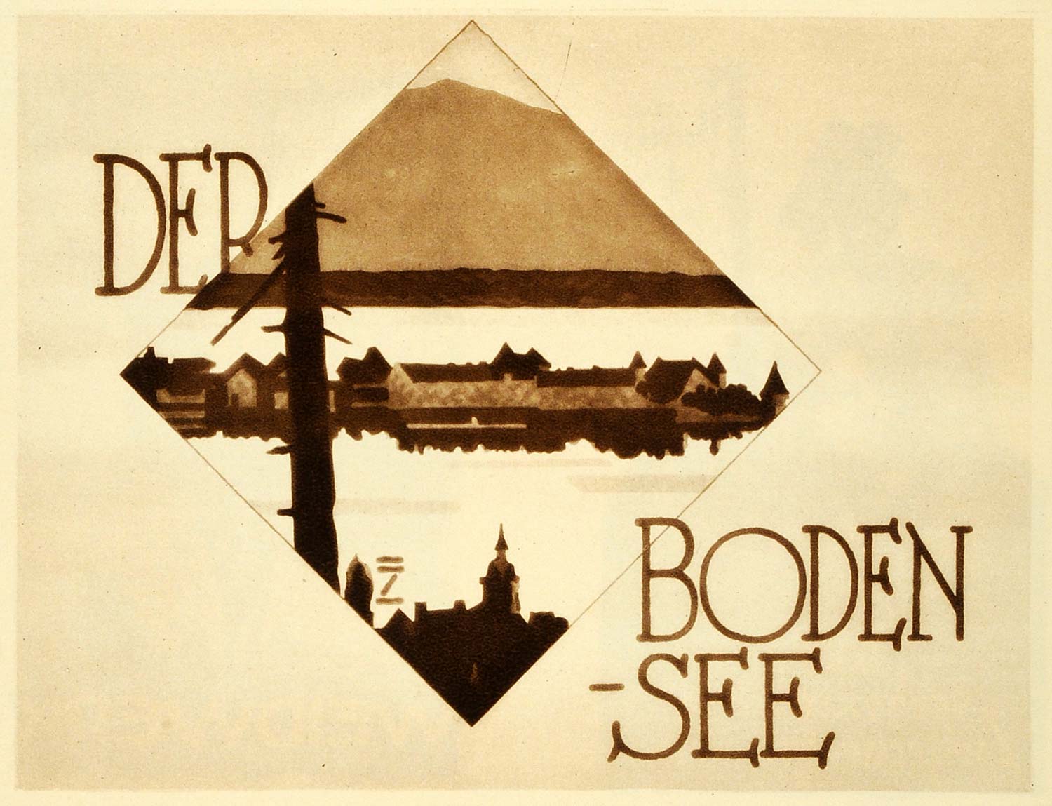 1926 Photogravure Ludwig Hohlwein Bodensee Lake Constance Book Cover Design Art