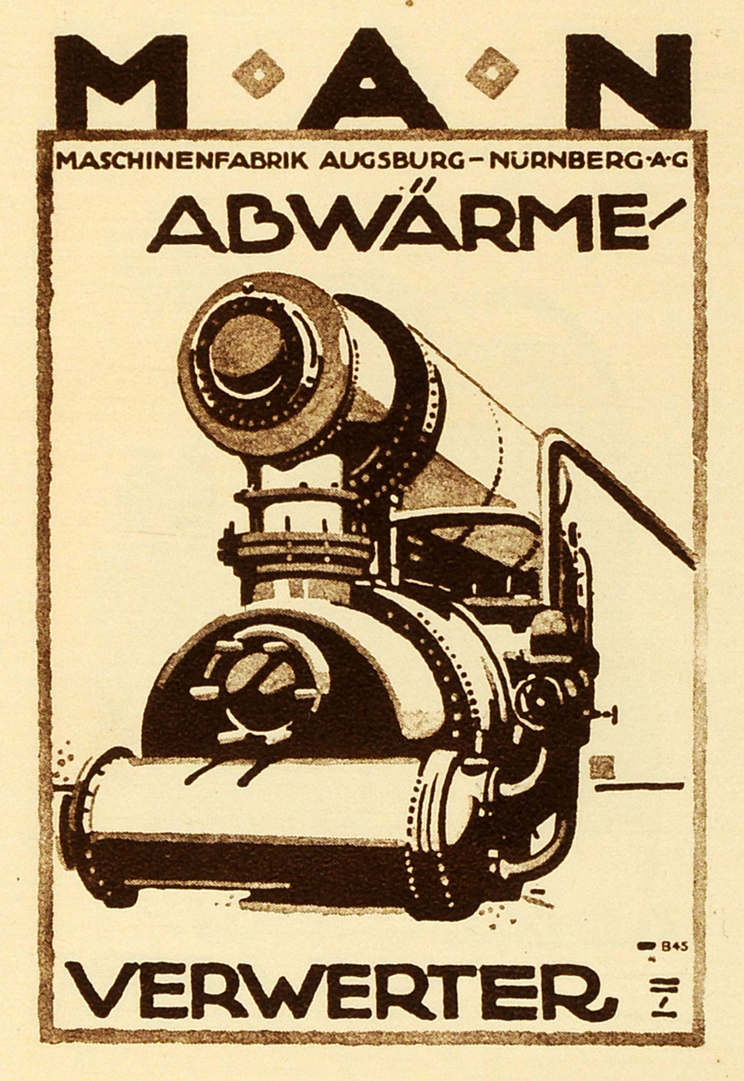 1926 Photogravure Ludwig Hohlwein Machine MAN Maschinenfabrik German Ad Poster