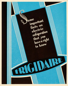 1933 Frigidaire Vintage Art Deco Font Style Mini Poster - ORIGINAL POSA6
