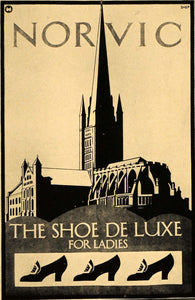 1933 Norvic Shoes Norwich Cathedral Shep Print Poster ORIGINAL HISTORIC POSA6