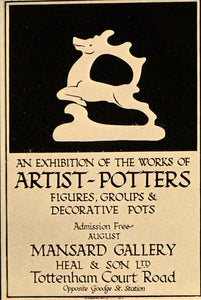 1933 Artist Potters Mansard Gallery Heal Son London England Sculpture POSA6