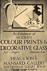 1933 Exhibition Mansard Gallery Heal Son London Glass Tottenham London POSA6