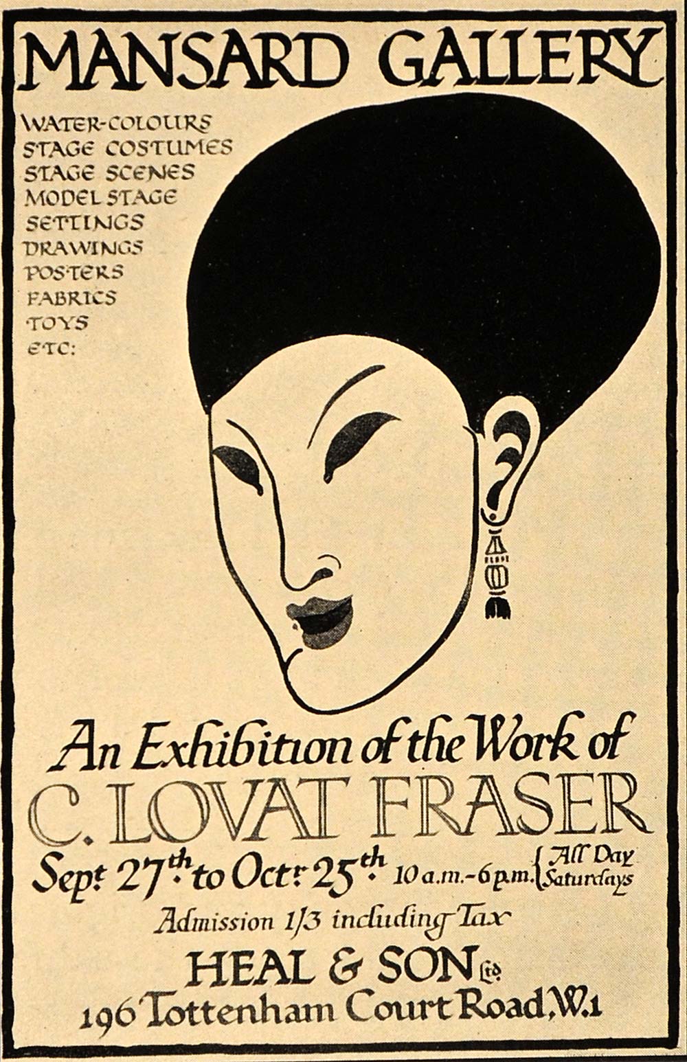 1933 C. Lovet Fraser Mansard Gallery Heal & Son Art Showcase Exhibition POSA6