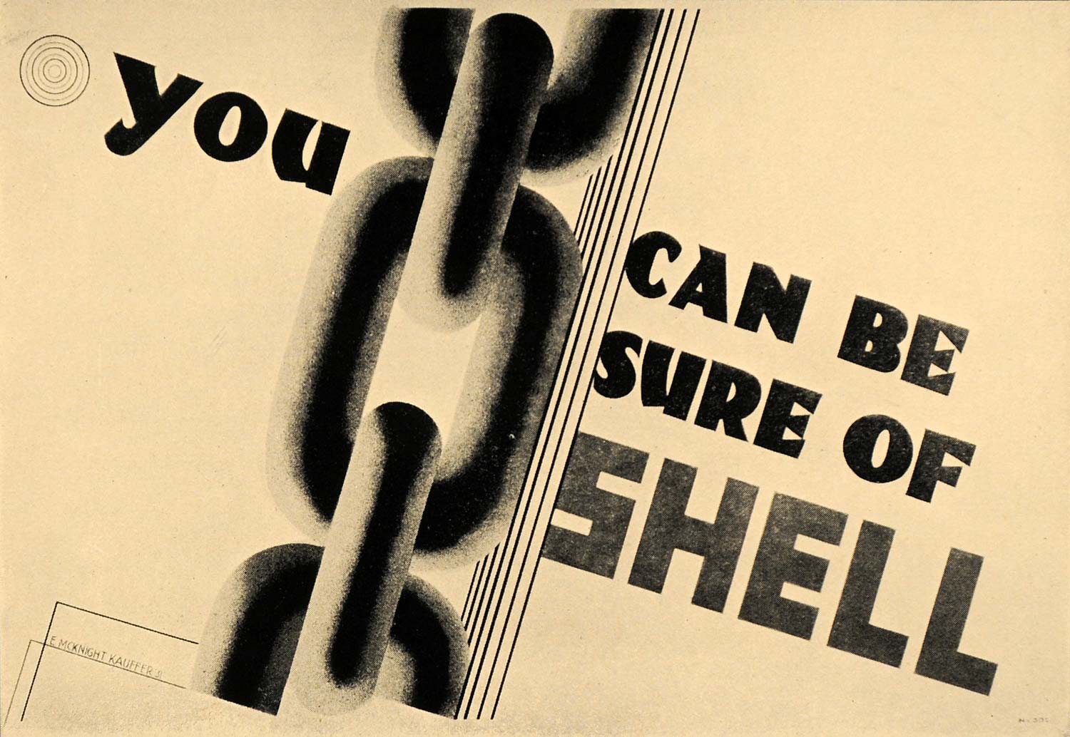 1933 E McKnight Kauffer Shell Oil Poster Ad Print Chain Link Graphic Bold POSA6