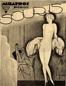 1933 French Poster Albatros presente Souris B/W Print Portrait Woman Mouse POSA6