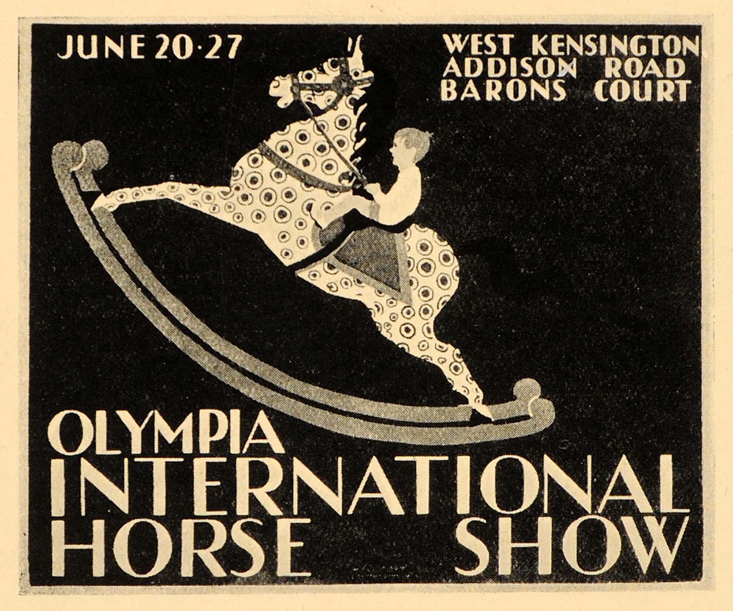 1933 Olympia Horse Show London Poster B/W Print Rocking ORIGINAL HISTORIC POSA6