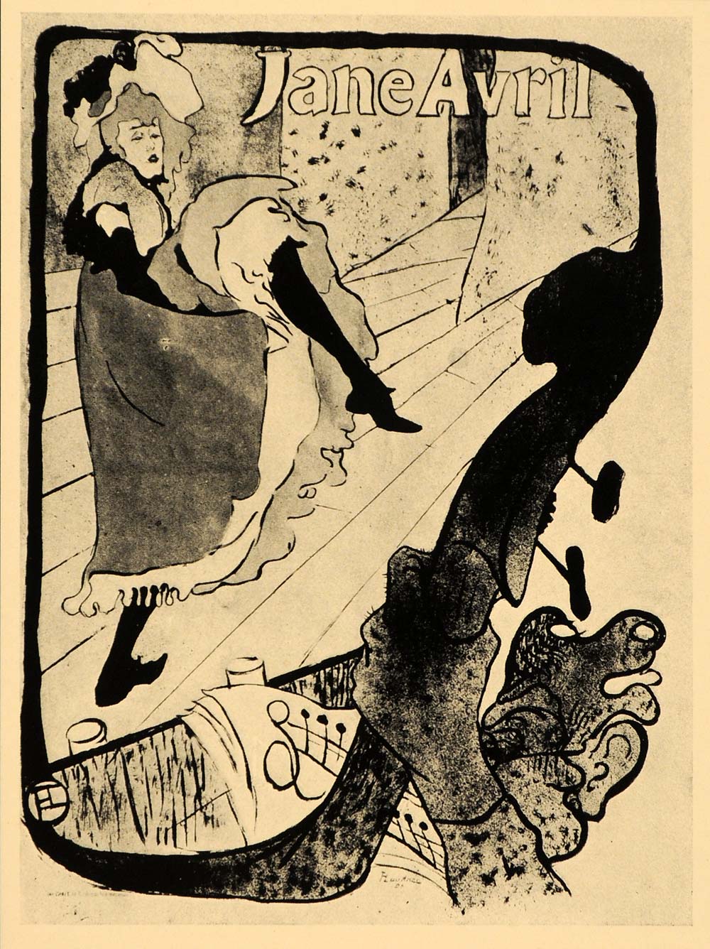 1933 Toulouse Lautrec Jane Avril Dancer Poster Print Cancan Entertain POSA6