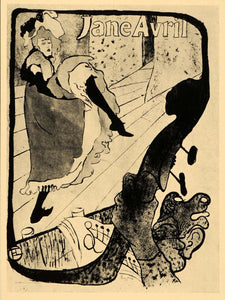 1933 Toulouse Lautrec Jane Avril Dancer Poster Print Cancan