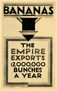 1933 E. McKnight Kauffer Bananas EMB Poster B/W Print ORIGINAL HISTORIC POSA6