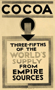 1933 E. McKnight Kauffer Cocoa EMB Poster B/W Print Empire Souces Drink POSA6
