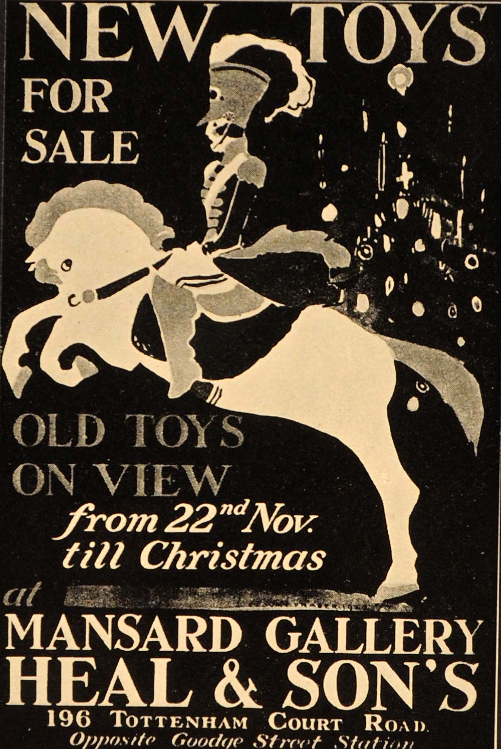 1933 Heal & Son's Mansard Gallery Toys Sale Poster Horse Soldier Christmas POSA6