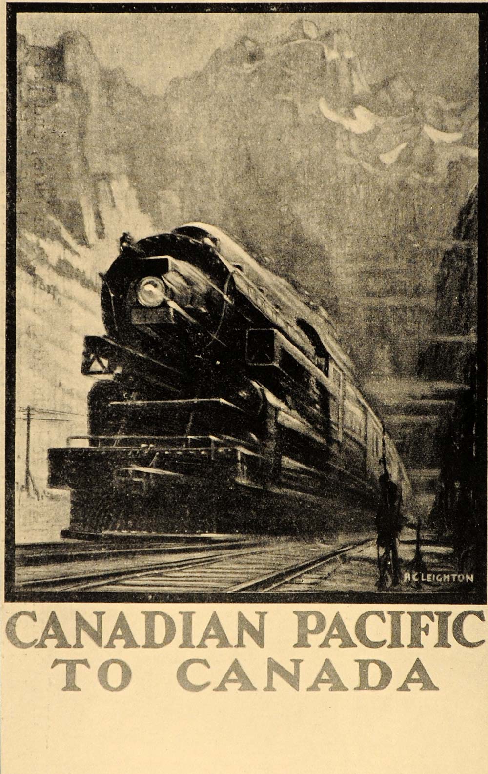 1933 A. C. Leighton Canadian Pacific Train Poster B/W ORIGINAL HISTORIC POSA6