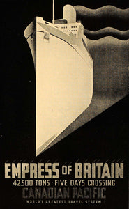 1933 Canadian Pacific Ship Empress of Britain B/W Print ORIGINAL HISTORIC POSA6