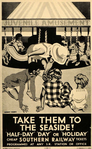 1933 Southern Railway Carousel Children SR Poster Print ORIGINAL HISTORIC POSA6