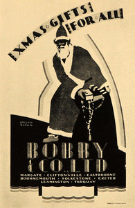 1933 Bobby & Co. Santa Christmas XMAS Poster B/W Print ORIGINAL HISTORIC POSA6