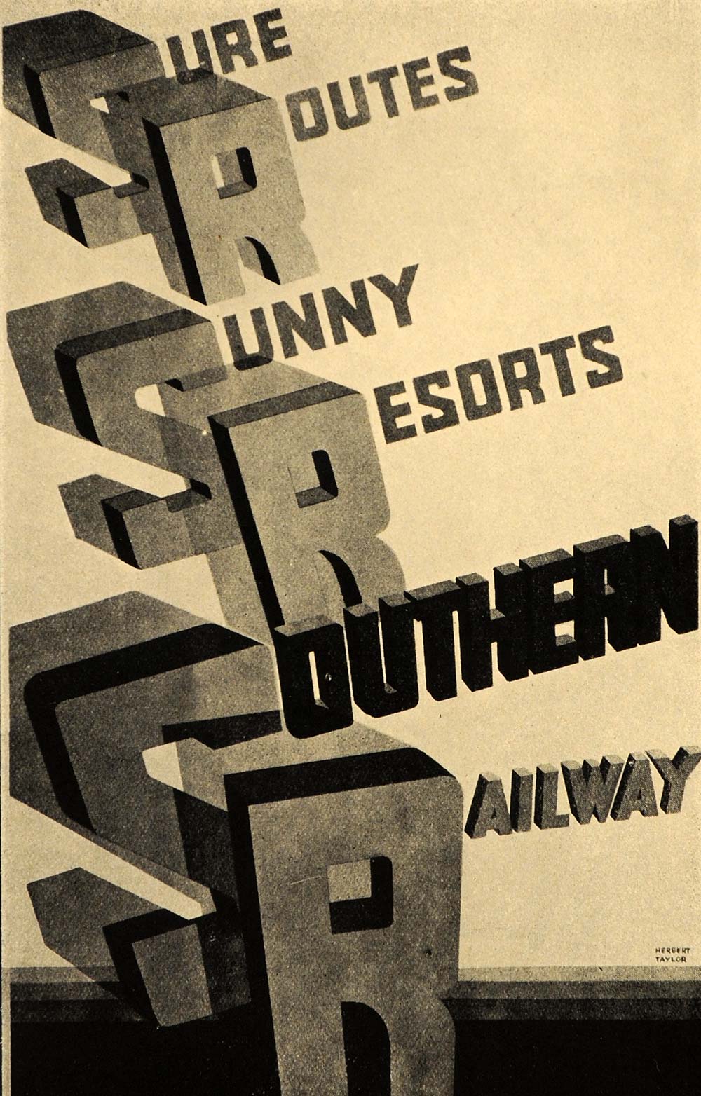 1933 Southern Railway Herbert Taylor Mini Poster Route Travel Resort Train POSA6