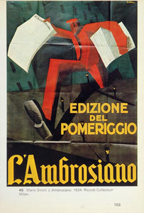 1969 Print Newspaper Boy L'Ambrosiano Sironi - ORIGINAL