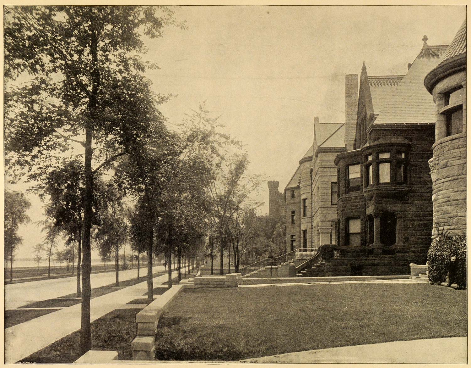 1899 Print Lake Shore Drive Chicago Street View House Architecture Historic PPB1