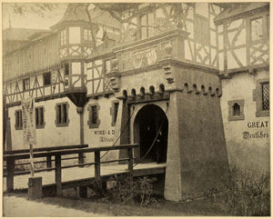 1899 Print German Village Drawbridge Moat 1893 Columbian Expo Chicago World PPB1
