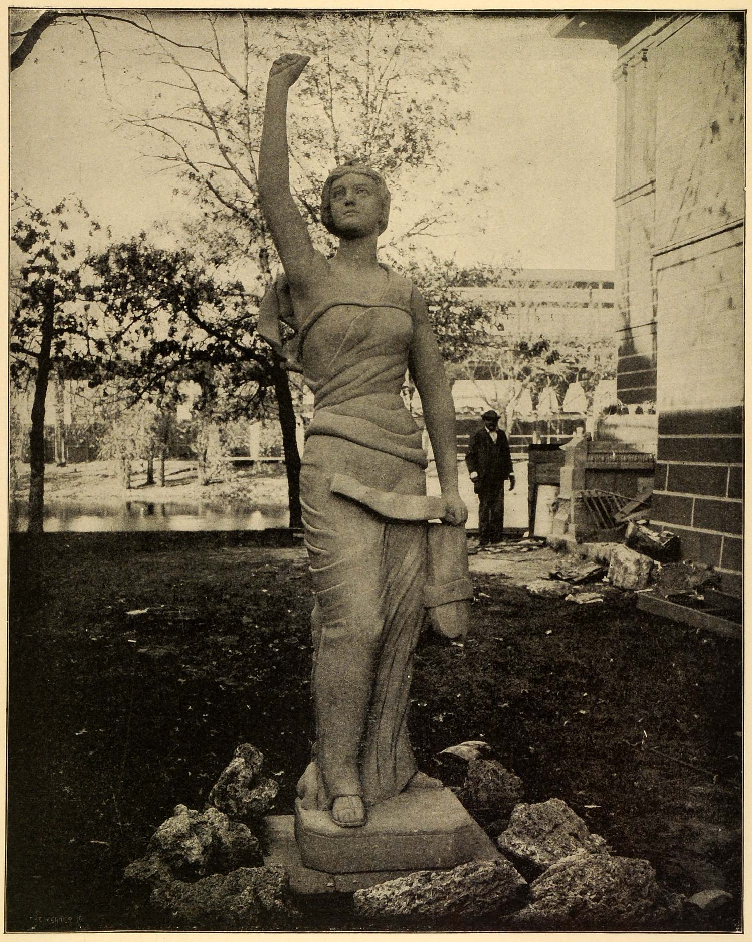 1899 Print 1893 Chicago Worlds Fair North Dakota Terra Cotta Woman Statue PPB1