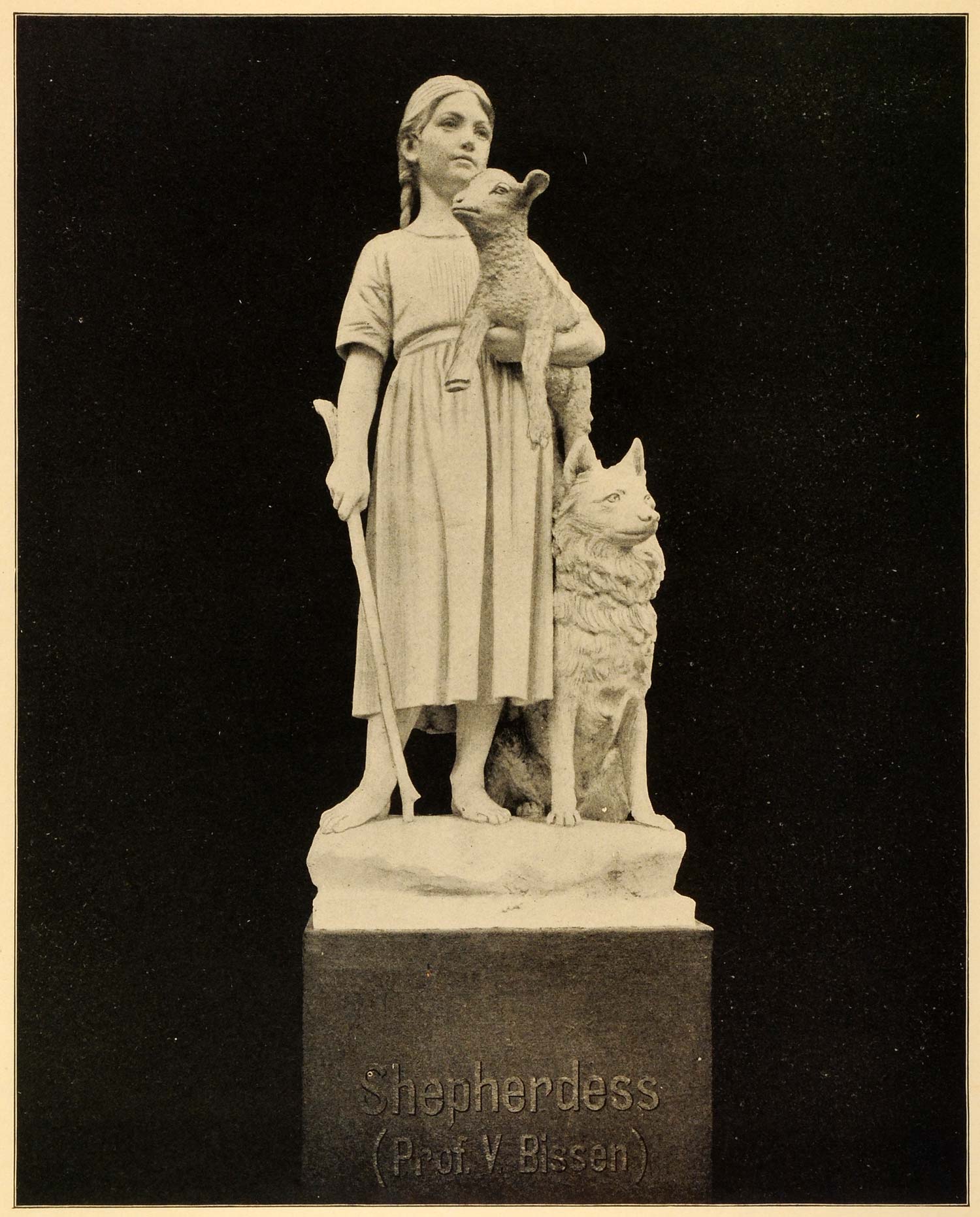 1899 Print Marys Little Lamb Shepherdess Bissen Statue 1893 Chicago Worlds PPB1