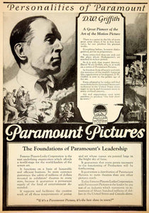1925 Ad Paramount Pictures Famous Players-Lasky David Wark Griffith PPM1