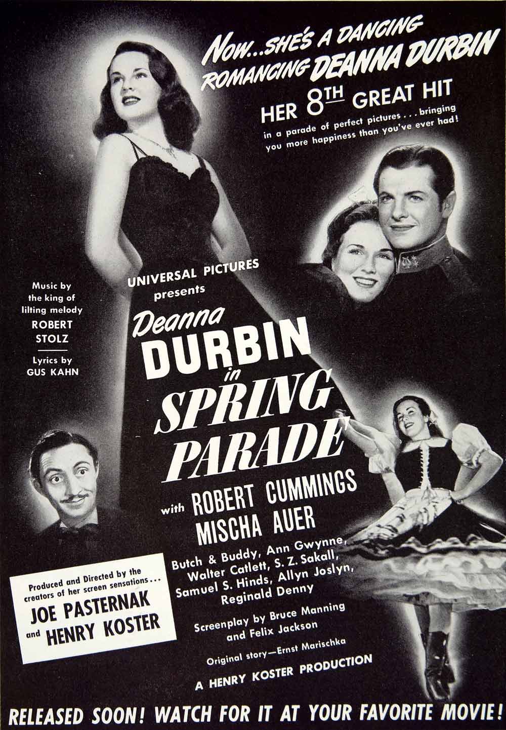 1940 Ad Deanna Durbin Spring Parade Robert Cummings Micha Auer Joe PPM1