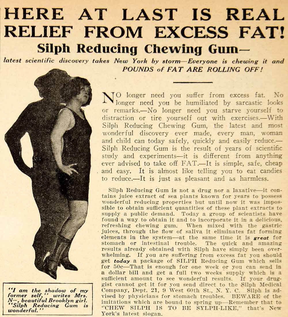 1925 Ad Silph Reducing Chewing Gum Weight Loss Health Shaping Pounds PPM1
