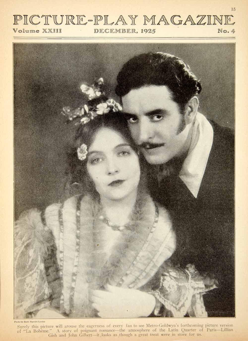 1925 Print Picture Play Lillian Gish John GIlbert Portrait Couple Star PPM1
