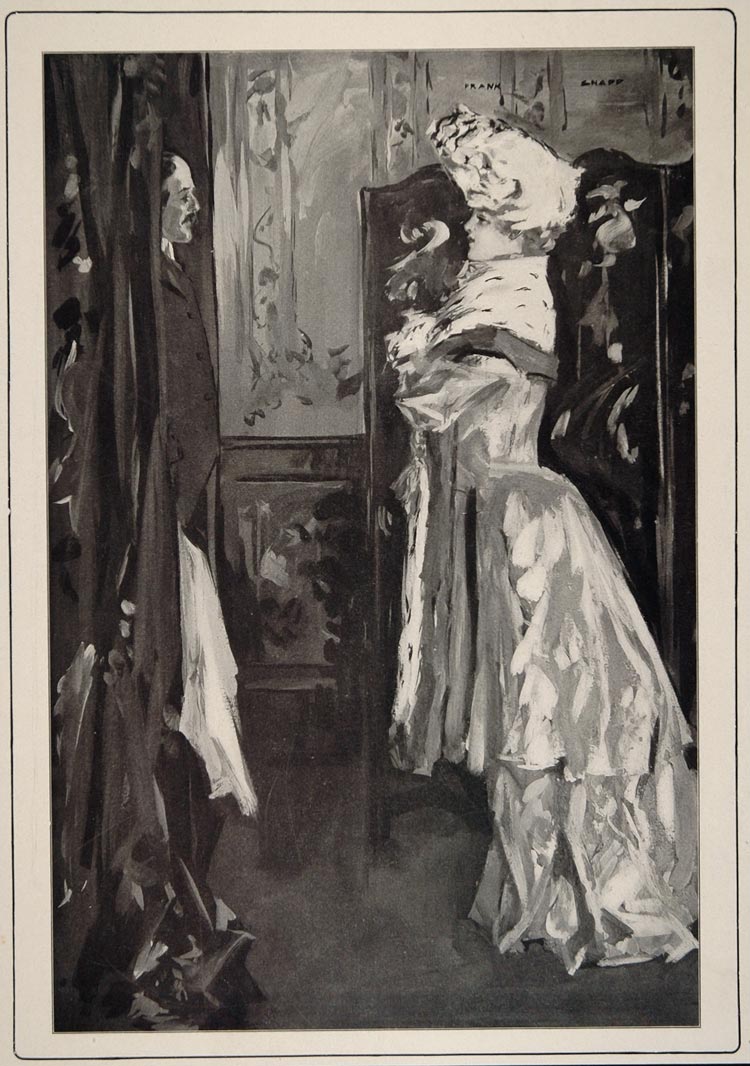 1908 B/W Print Frank Snapp Victorian Woman Dress Man - ORIGINAL HISTORIC PR1