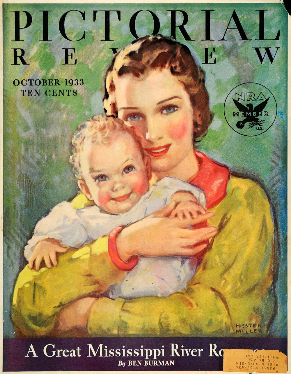 1933 Cover Pictorial Review Magazine October Mother Child Hester Miller NRA PR2