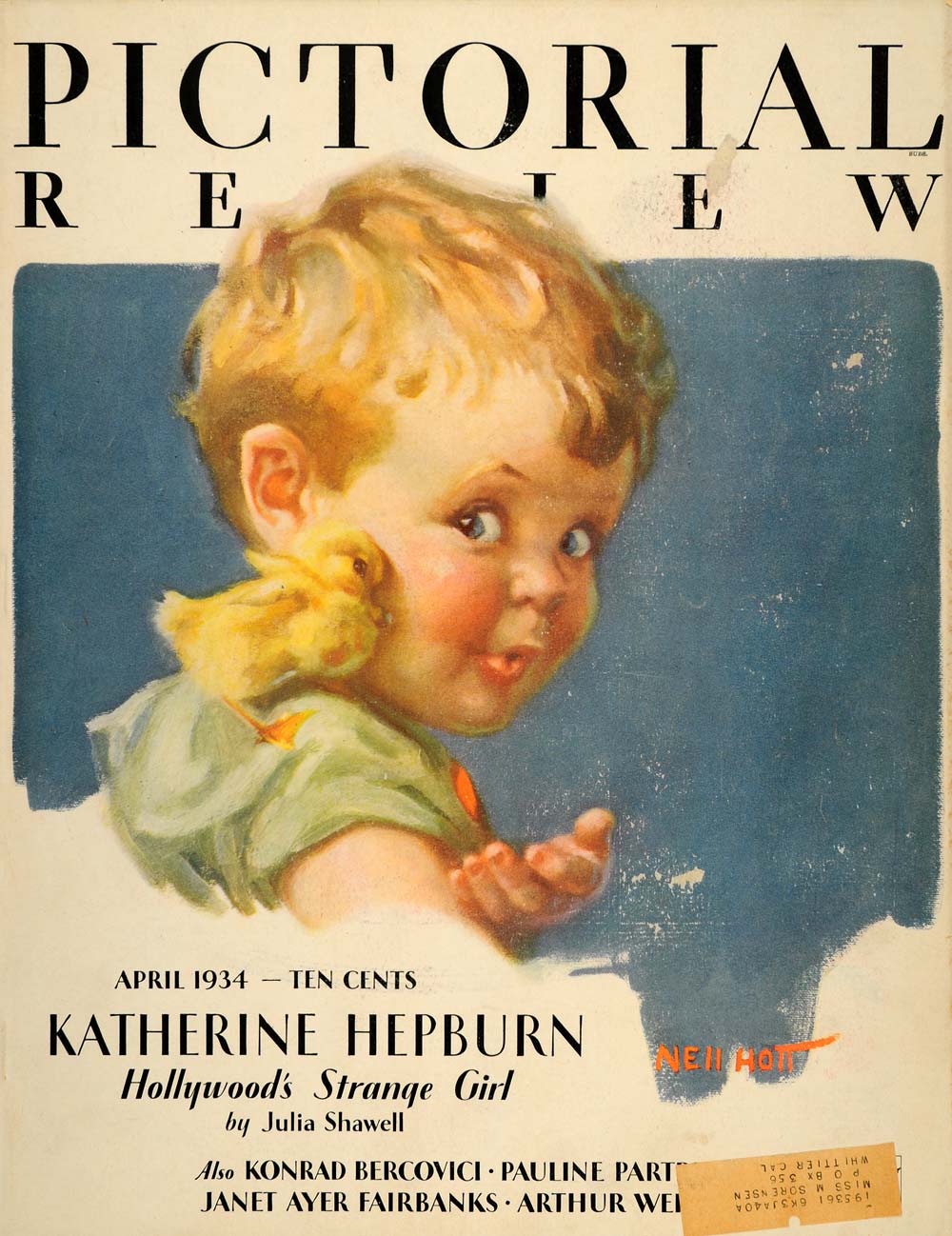 1934 Cover Adorable Baby Girl Child Duckling Nell Hott Pictorial Review PR2